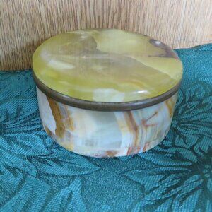 Onyx Trinket Box Vintage Green Beige (K633)